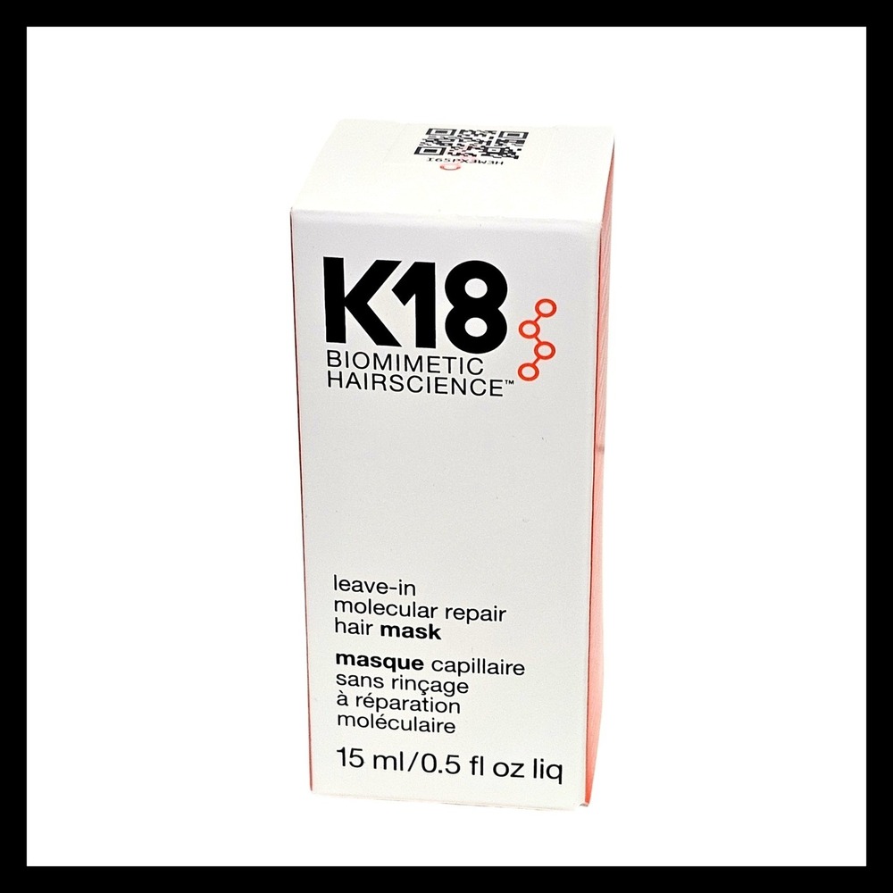 K18 Leave-In Molecular Repair Hair Mask 0.5 fl.oz. 15 ml. Travel Size New Box